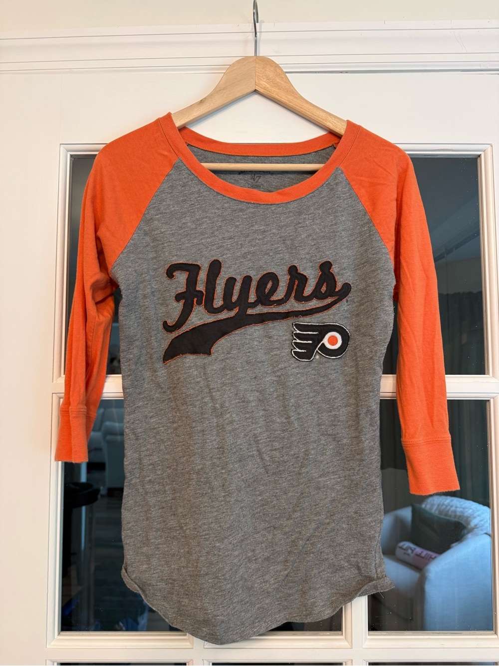 Flyers Raglan 3/4 Tee - Gray and Orange - 47 Brand